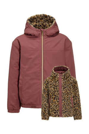 reversible puffer jas roze/panterprint