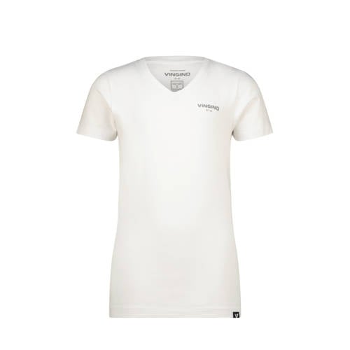 Vingino T-shirt wit Jongens Stretchkatoen V-hals Effen - maat 170/176 afbeelding