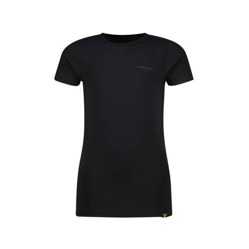 Vingino T-shirt zwart Jongens Stretchkatoen Ronde hals Effen - maat 158/164 afbeelding