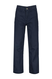 thumbnail: Donkerblauwe jongens Vingino relaxed chino van stretchkatoen met regular waist, rits- en knoopsluiting en effen