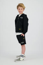 thumbnail: Zwarte jongens Vingino relaxed sweatshort met regular waist, elastische tailleband met koord en logo dessin