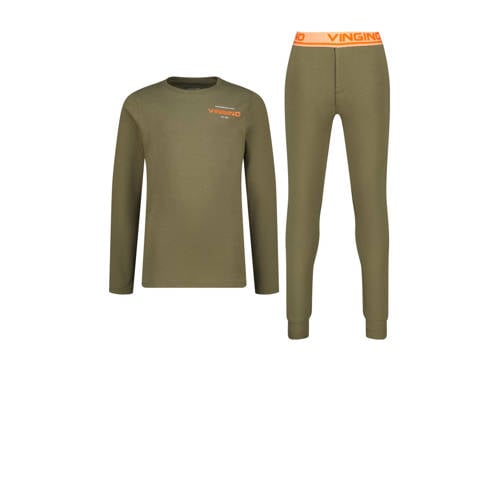 Vingino pyjama Wose armygroen Jongens Stretchkatoen Ronde hals Effen - maat 146/152 afbeelding