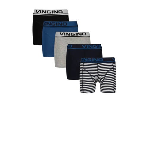 Vingino boxershort - set van 5 blauw/grijs/zwart Jongens Stretchkatoen - maat 98/104 afbeelding