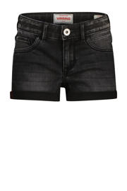 thumbnail: Black denim meisjes Vingino regular short black van denim met rits- en knoopsluiting en effen