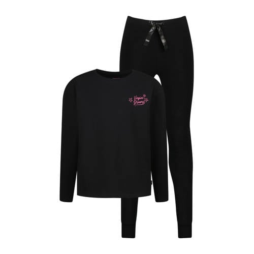 Vingino pyjama zwart Meisjes Stretchkatoen Ronde hals Effen - maat 146/152 afbeelding