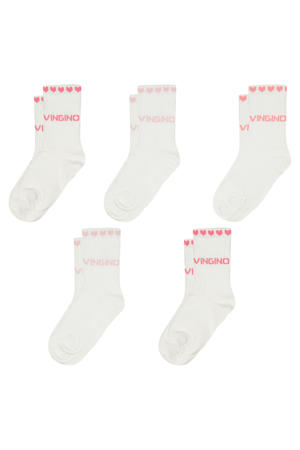 sokken - set van 5 wit/multicolor
