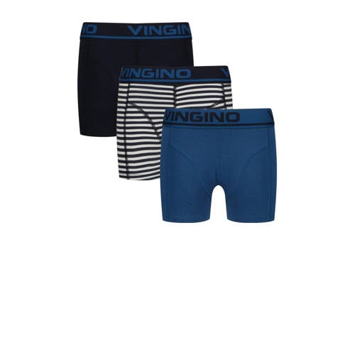 Vingino boxershort - set van 3 blauw/donkerblauw Jongens Stretchkatoen