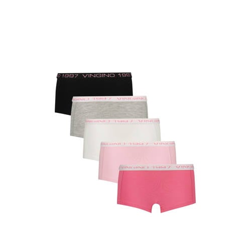 Vingino short - set van 5 roze/multicolor Slip Meisjes Stretchkatoen Meerkleurig - maat 134/140 afbeelding