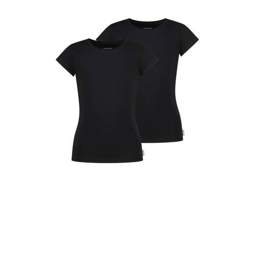 Vingino T-shirt - set van 2 zwart Meisjes Stretchkatoen Ronde hals Effen - maat 170/176 afbeelding