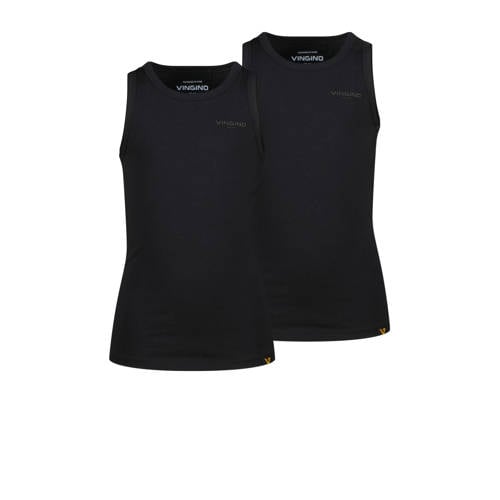 Vingino tanktop - set van 2 zwart Hemd Jongens Stretchkatoen Ronde hals - maat 146/152 afbeelding