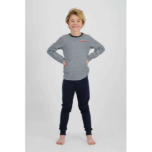 Vingino pyjama donkerblauw/wit/rood Jongens Stretchkatoen Ronde hals Streep - maat 158/164 afbeelding