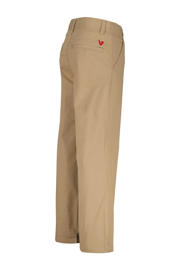 thumbnail: Bruine jongens Vingino relaxed chino van stretchkatoen met regular waist, rits- en knoopsluiting en effen