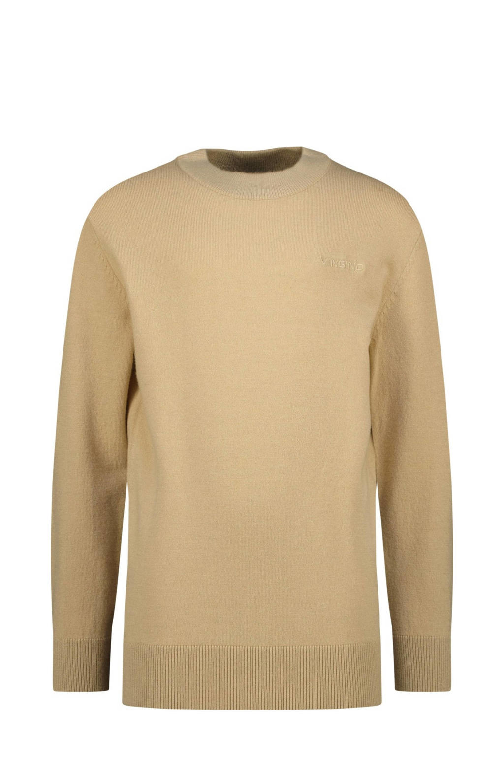 Bruine jongens Vingino longsleeve van viscose met effen, lange mouwen en ronde hals