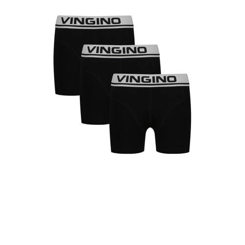 Vingino boxershort - set van 3 zwart/wit Jongens Stretchkatoen Effen