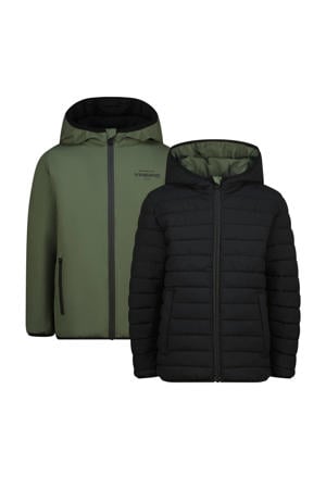reversible tussenjas armygroen/antraciet