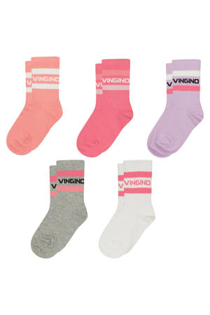 sokken - set van 5 roze/multicolor