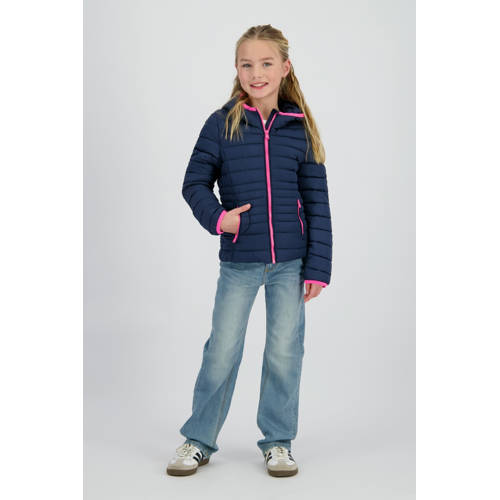 Vingino gewatteerde jas donkerblauw Meisjes Polyester Capuchon Meerkleurig - maat 140 afbeelding