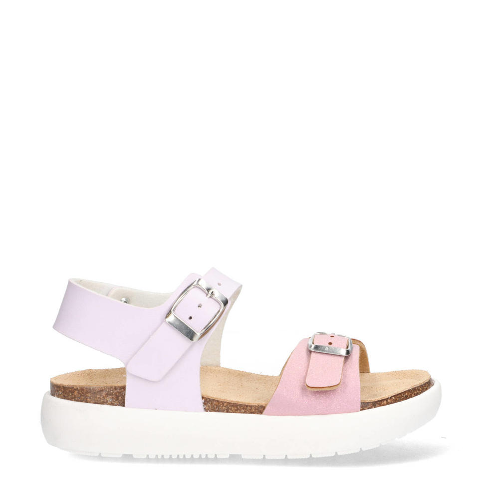 Lichtroze en lilakleurige meisjes Vingino sandalen van imitatieleer met gesp en effen