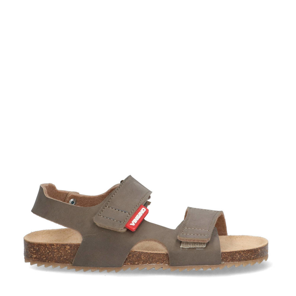 Grijze jongens Vingino sandalen van imitatieleer met klittenband en effen