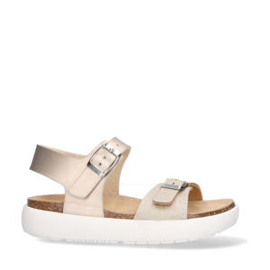   leren sandalen champagne