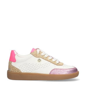   leren sneakers wit/roze