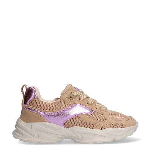 Vingino chunky sneakers beige/lila Meisjes Leer Meerkleurig - maat 38 afbeelding