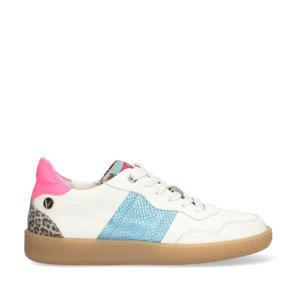   leren sneakers wit/blauw/roze