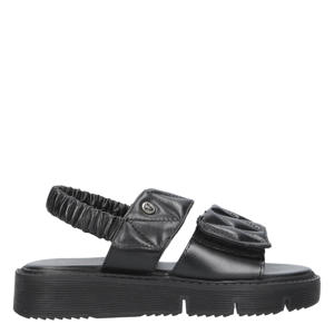 chunky leren sandalen zwart