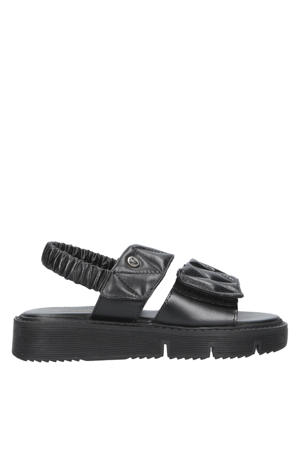 chunky leren sandalen zwart