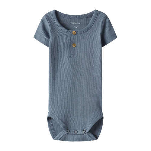 NAME IT BABY romper NBMKAB zeeblauw Jongens Katoen Ronde hals Effen - maat 68 afbeelding