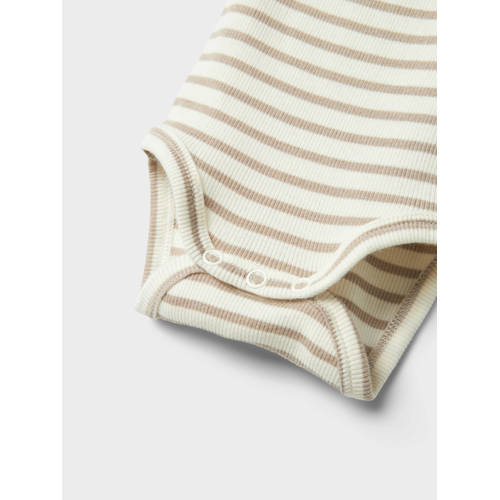NAME IT BABY romper NBNBANI zand/ecru Beige Jongens/Meisjes Stretchkatoen Ronde hals - maat 56 afbeelding