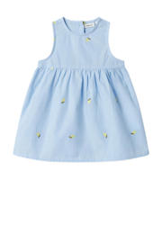 thumbnail: Lichtblauwe meisjes NAME IT BABY zomerjurk van katoen met logo dessin, ronde hals, knoopsluiting en borduursels