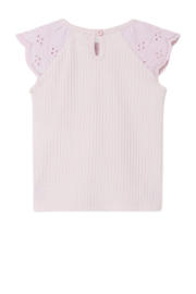 thumbnail: Lilakleurige meisjes NAME IT BABY T-shirt broderie van stretchkatoen met effen, korte mouwen, ronde hals en gebreide details