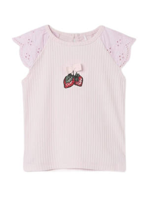 T-shirt lila broderie