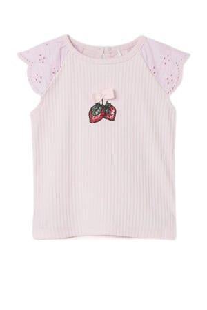 T-shirt lila broderie