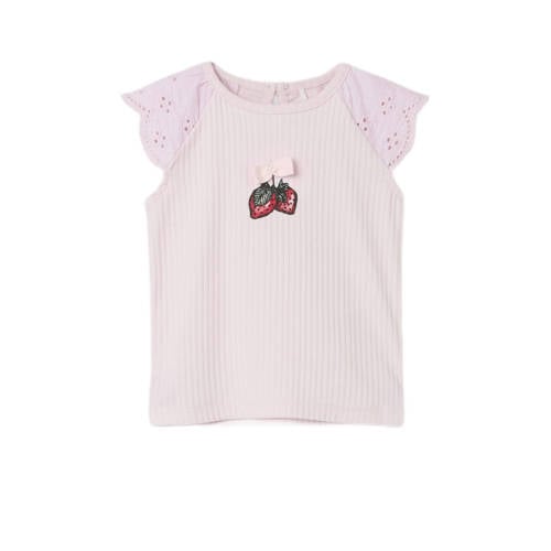 NAME IT BABY T-shirt lila broderie Paars Meisjes Stretchkatoen Ronde hals