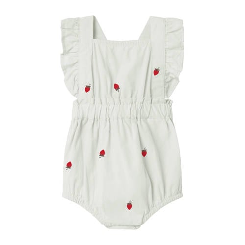 NAME IT BABY romper NBFDERILLA wit/rood Meisjes Katoen Ronde hals Logo