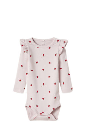 romper NBFFILLY met ruches lichtroze/rood