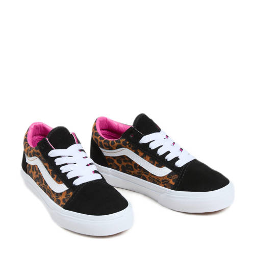 VANS Old Skool sneakers zwart/camel/roze Jongens/Meisjes Canvas Dierenprint