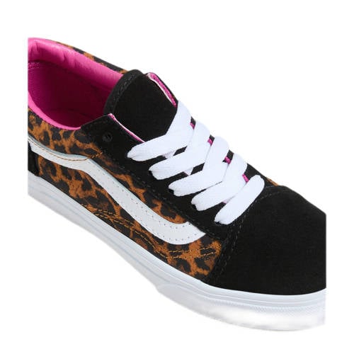 VANS Old Skool sneakers zwart/camel/roze Jongens/Meisjes Canvas Dierenprint