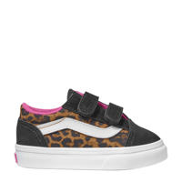 thumbnail: Zwart, camel en roze jongens en meisjes VANS Old Skool V sneakers van canvas/voering: textiel/voetbed: eva met klittenband en dierenprint