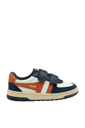 Hawk strap  leren sneakers donkerblauw/rood