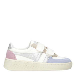 Grandslam Quadrant  leren sneakers wit/lichtblauw