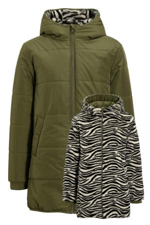 gewatteerde reversible jas zebra/khaki