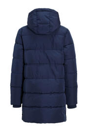 thumbnail: Blauwe jongens anytime gewatteerde midi jas van polyester met lange mouwen, capuchon en rits- en drukknoopsluiting