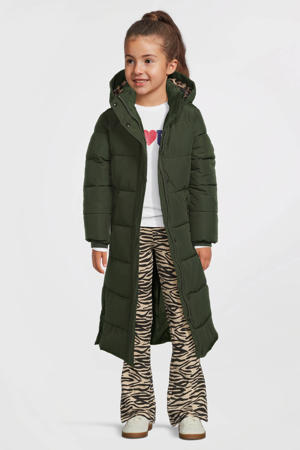 long padded jas groen