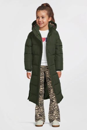 long padded jas groen