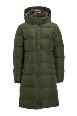 long padded jas groen