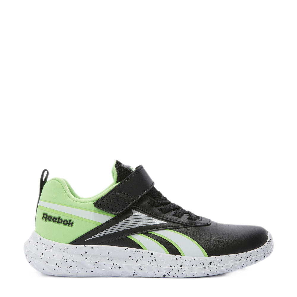 Zwart en groene jongens en meisjes Reebok Rush Runner 5 sneakers van textiel en imitatieleer/voering: mesh/voetbed: eva met veter- met klittenbandsluiting