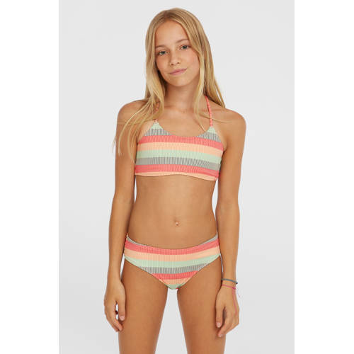 O'Neill crop bikini Tropics oranje/blauw Meisjes Polyamide Streep - maat 176 afbeelding